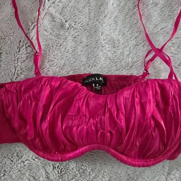 Jluxlabel Fuchsia Let's Get Away Satin Bra Top (Sz S) - Picture 7 of 8